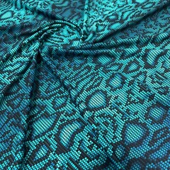 Blue Snake Animal Print Spandex Fabric Stretch by Yard for Swimwear Sportwear