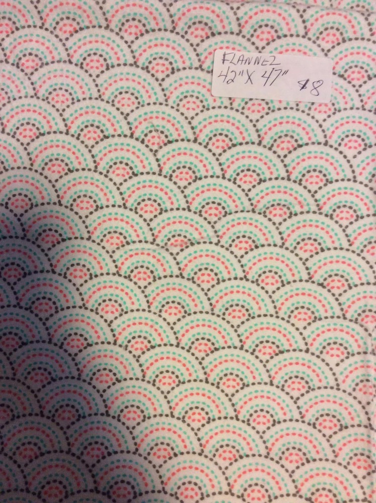 Nursery Flannel Grey/turquoise/pink Rainbows 47” X 42”