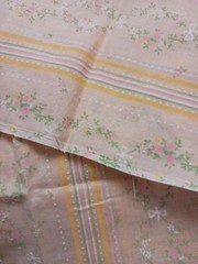 Creamcile Orange Sheer Fabric Flocked 30″ X 44″ Vintage Striped Floral Columns