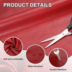 PU Synthetic Leather 54″x36″x0.04″ DIY, Wine Red