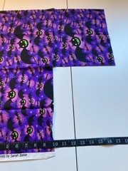 Halloween Bat Fabric Remnant Lot 3 Pc Glitter Neon Green Purple Cotton Gothic
