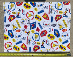 Novelty Fabric Disney Retro Mickey & Friends Craft Sew Stash Builder Piece 21×15