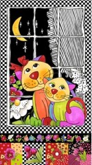 NEW Loralie Designs – Kitty Couple Quilting and Crafting Fabric Panel 🐈🐈