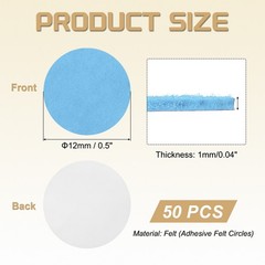 50 Pcs, Adhesive Felt Circles 1/2″ Round Non-Woven Felt Stickers Sky Blue