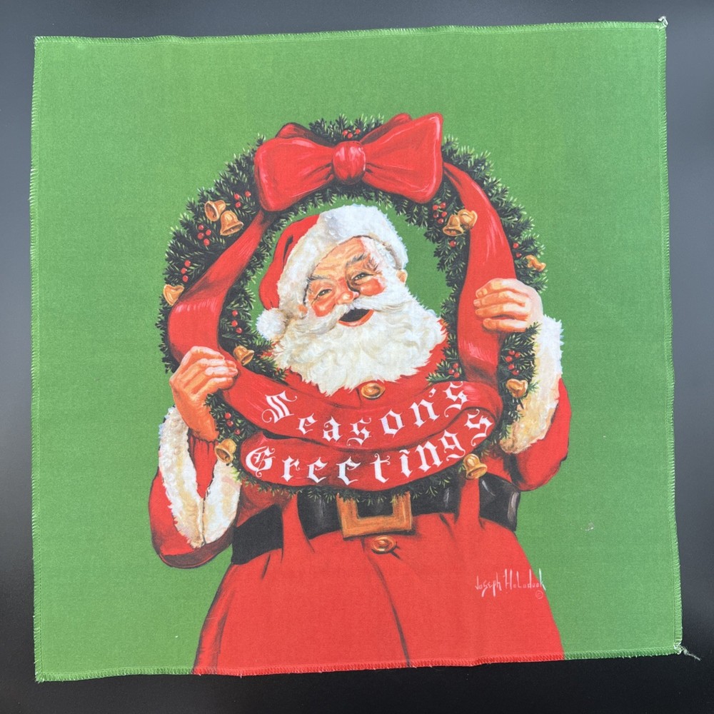 Christmas Santa Fabric Square Vintage Santa Joseph Holodook 18”x17.5”