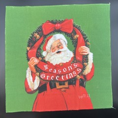 Christmas Santa Fabric Square Vintage Santa Joseph Holodook 18”x17.5”