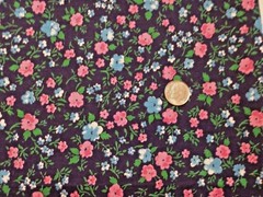NEW Blue Pink Floral Fabric 33 Inches Cotton or Cotton Blend Doll Clothes