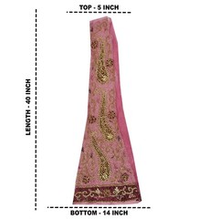 Sanskriti Saskriti Vintage Design Net Mesh Fabric Hand Beaded Pink Patch Work De