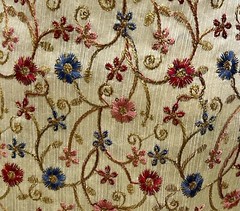 Gold Pink Blue Red Embroidery Dupioni Fabrics 48” Width Sold By The Yard