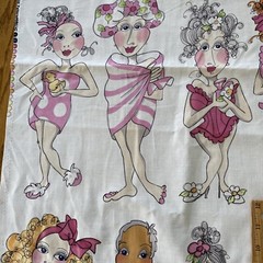 BATHETTES 2008 Loralie Harris Fabric 24×44 Pink Bathing Beauty Pin Up Girls