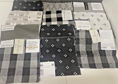 Fabric Samples Square Piece Pindler Lot of 70 PC Gray Black and White