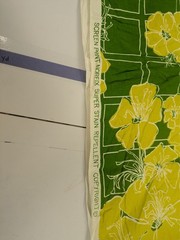 Green and Yellow Floral Fabric LXX Laurent 1960s Remnant 1.5yd