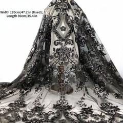 Sequins Mesh Embroidery Lace Fabric Shiny Glitter for Dress Costume 90 120CM