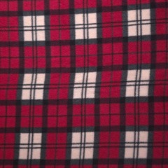 Red Plaid Fleece Fabric 58″ Wide Black Cream Windowpane Fleece Yard