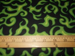 1 yard On Fire Green/Black Flames Fabric