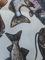 White Canvas With Fish Print Fabric 58″ X 35″ Sewing Projects Crafting Home