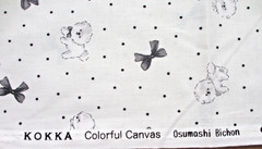 KOKKA Bichon Frise Dogs Dots and Bows Cotton Fabric Made in Japan BTHY