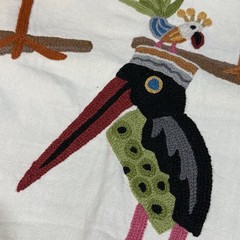 CLARANCE HOUSE Signature Whimsical POLLY BIRDS Crewel Fabric Sample 26”x26”