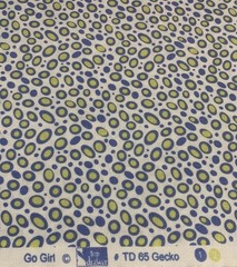 “Go Girl” Ovals & Polka Dots Fabric Remnant By Top Drawer Blue Green And White