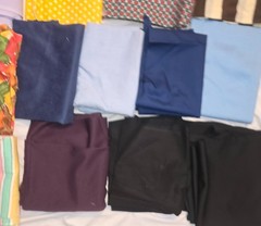 Sewing Craft Fabric Remnant Lot 21 Pieces 7 lbs Solid Plaid Burlap Canvas Tulle