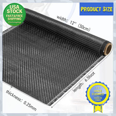 Carbon Fiber Fabric Roll 12Inch X 6.5Ft 2X2 Twill Weave 3K 220G for Cars Boats
