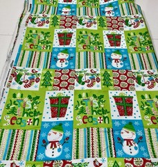Cotton Flannel Fabric Christmas Red Green Snowman 42”x 110 Yards Snuggle 3yards
