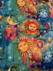 Novelty Celestial Astrology Sun Moon Stars Sky Planets Multicolored 18″x13″