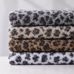 Leopard Sherpa Boucle Faux Fur Fabric Thick Curly Lamb Fleece 50x160cm DIY
