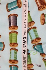 Sewing Fabric quilt Cotton 44″ x 1/2 yd Black Gray Spools of Sewing Thread