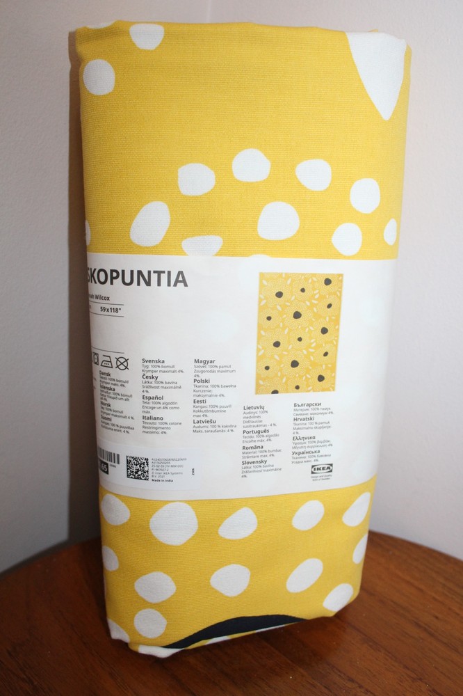 IKEA BUSKOPUNTIA FABRIC 100% COTTON ABSTRACT FLORAL GOLDEN-YELLOW MLT 59″ x 118″