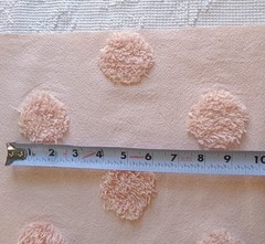 blush pink vtg style chenille bedspread fabric, big dots 18″ x 24″ quilt piece
