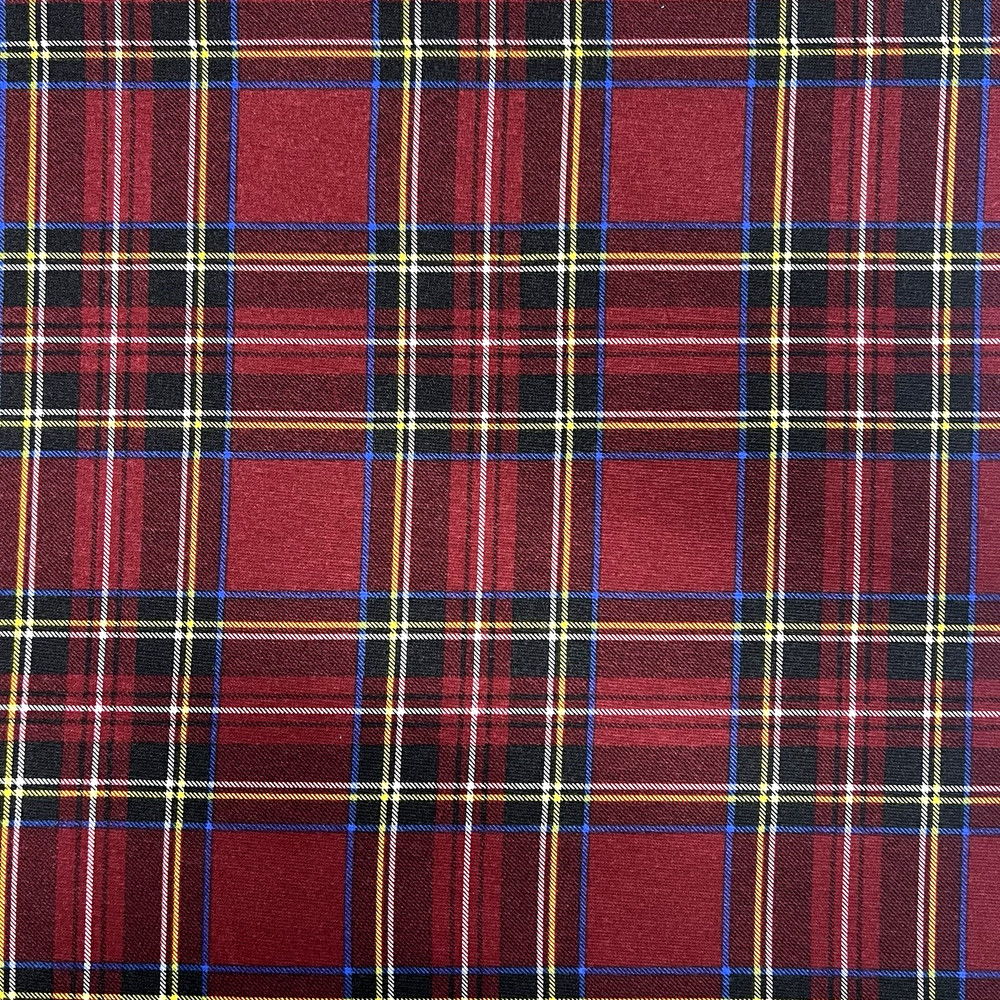 T-shirt Fabric Plaid Stretch Brushed C/S Burgundy 60″W Preppy By The Yard $2.99