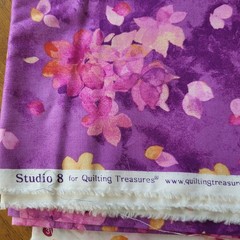 Studio 8 Quilting Treasures Fabric Watercolor Floral Lot 2 Pink Purple 109×43
