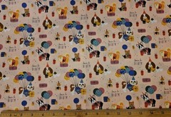 SINGER Fabric – TIME TO PARTY – Dogs on Peach – by the HALF yd (18″)