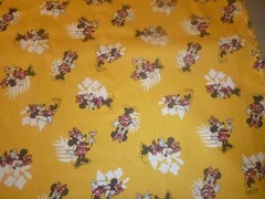 Minnie Mouse on Yellow Cotton fabric 14 INCHES WIDE and 36 inches long