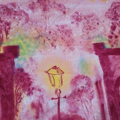 Victorian Lovers in the Park Vibrant Fabric Art Panel Wall Hanging Table Cover