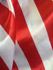 Annie RED & WHITE 1″ Stripes Pattern Polyester Light Weight Satin Fabric by the