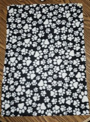 Paw Print Black And White Soft Blizzard Fleece Fabric Remnant Tie Die 20″ x 60″