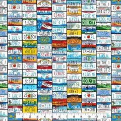License Plates Novelty Sewing Fabric Cotton One-Yard Precut Multi-color Craft
