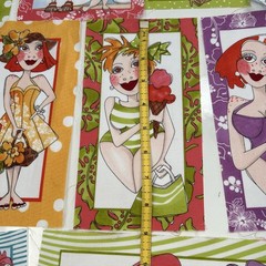 Loralie Harris Cotton Quilting Fabric Panel Cut Lot Wanna Beach Hawaii Character