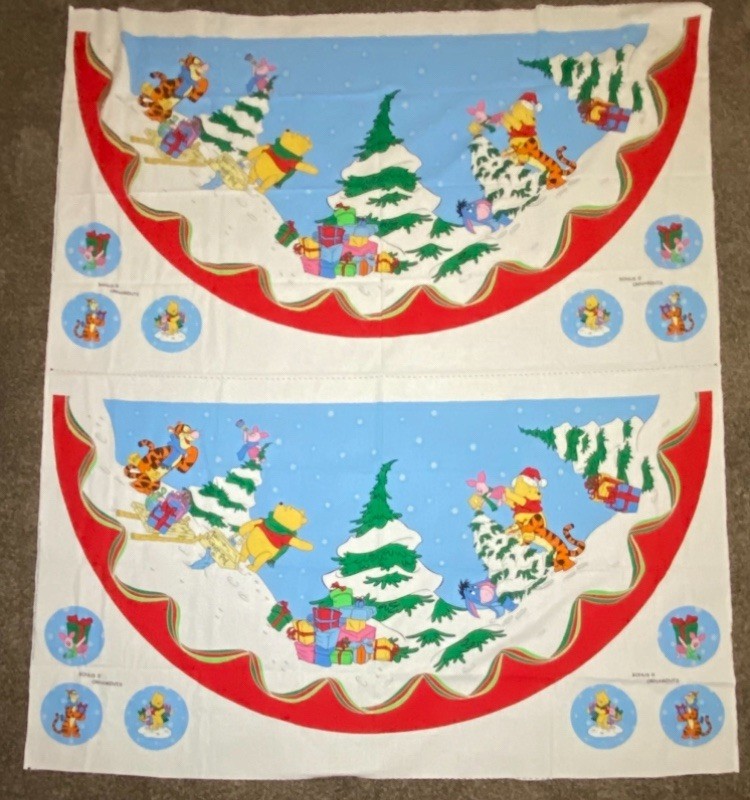 Disney Winnie The Pooh Christmas Tree Skirt & Fabric Panels – 2 Panels, 58″