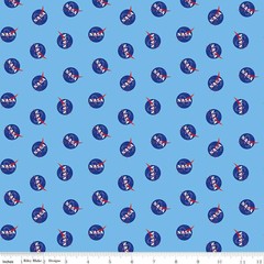 Outer Space by NASA Logo Toss Sky Cotton Fabric
