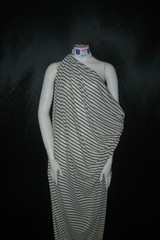 Linen Cotton Rayon Knit Jersey fabric 1/8″ Black 7/16″ Natural Oatmeal Stripes