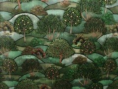 Green Meadow Velvet Curtain Upholstery Cushion Plush Soft Velvet Tree Fabric
