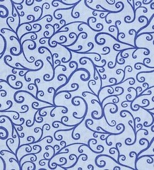 Blue Pastel Vines Scroll Floral Flower Cotton Quilting Fabric 1 3/8 yards only