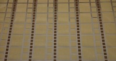 KNOLL TEXTILES GRAMERCY YORKVILLE BEIGE GEOMETRIC SQUARES VELVET FABRIC 2.1 YARD