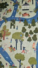SOLVEJG MAKARETZ Jo-Ann HTF Park/Picnic/People Cotton Fabric 3.25 Yards X 43″