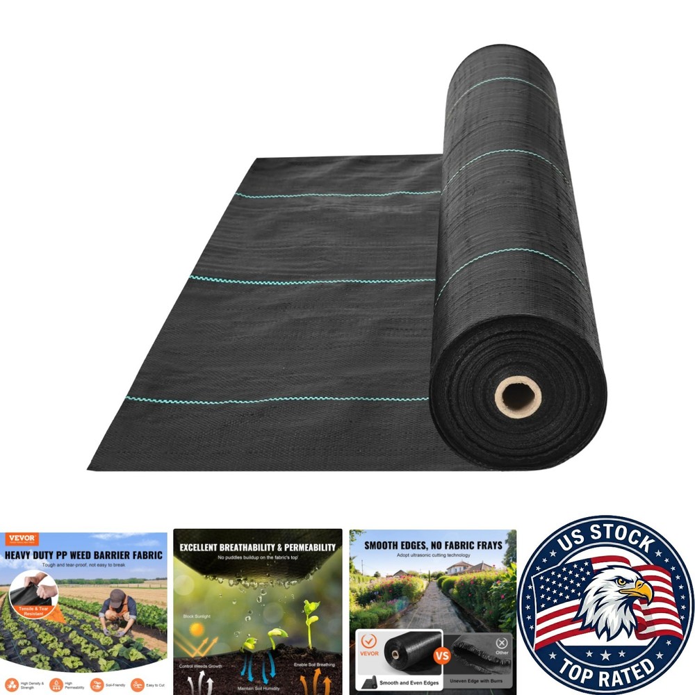 6 x 300 ft Heavy-Duty PP Landscape Fabric for Driveway and Garden, Black