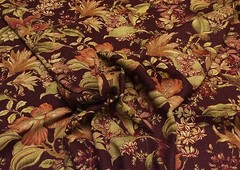 RICHLOOM WENTWORTH BURGUNDY RED FLORAL LINEN CURTAIN FABRIC BY THE YARD 54″W