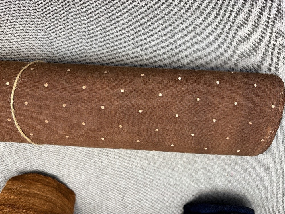 Persimmon Dyed Polka Dot Homespun Fabric by the Half Yard